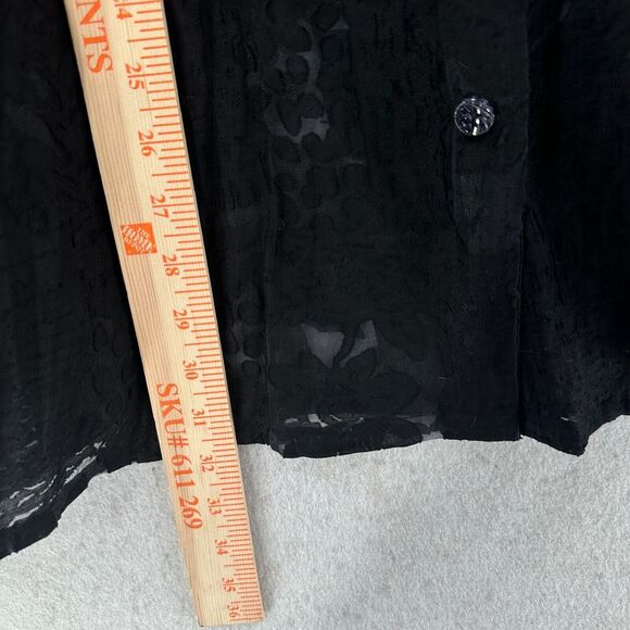 NWT SUSAN GRAVER Blouse Womens 3X Black Burnout Sheer Popover Button Top - Picture 9 of 10